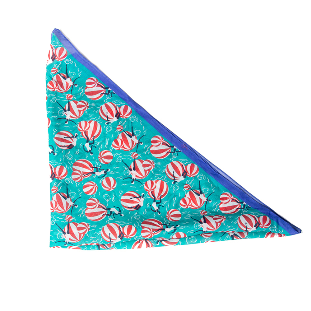 DRAKE'S GREEN, BLUE & WHITE, RED SQUARE SCARF | WOMENS SIZE 67CM